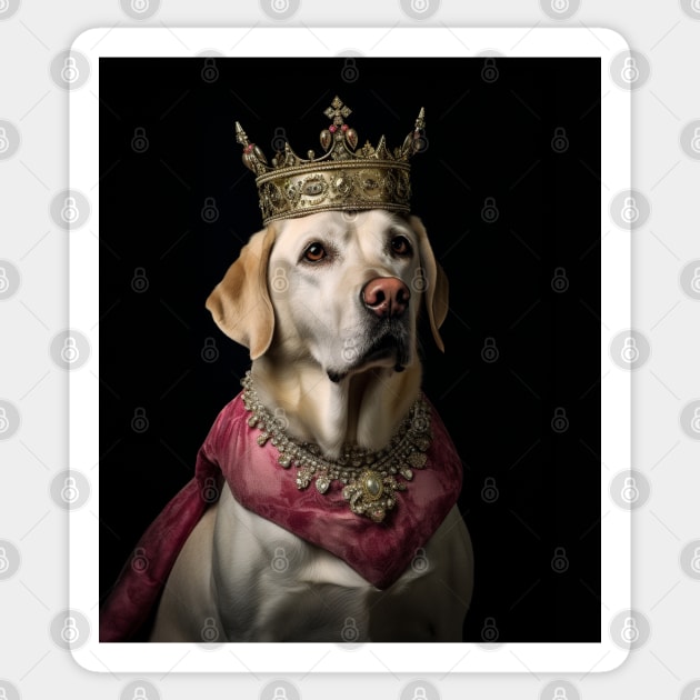 Majestic Yellow Labrador Retriever - Medieval English Queen Sticker by HUH? Designs